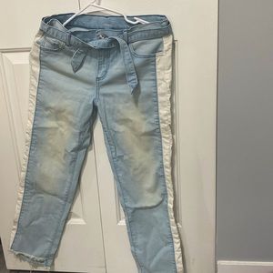 Blue and white jeans